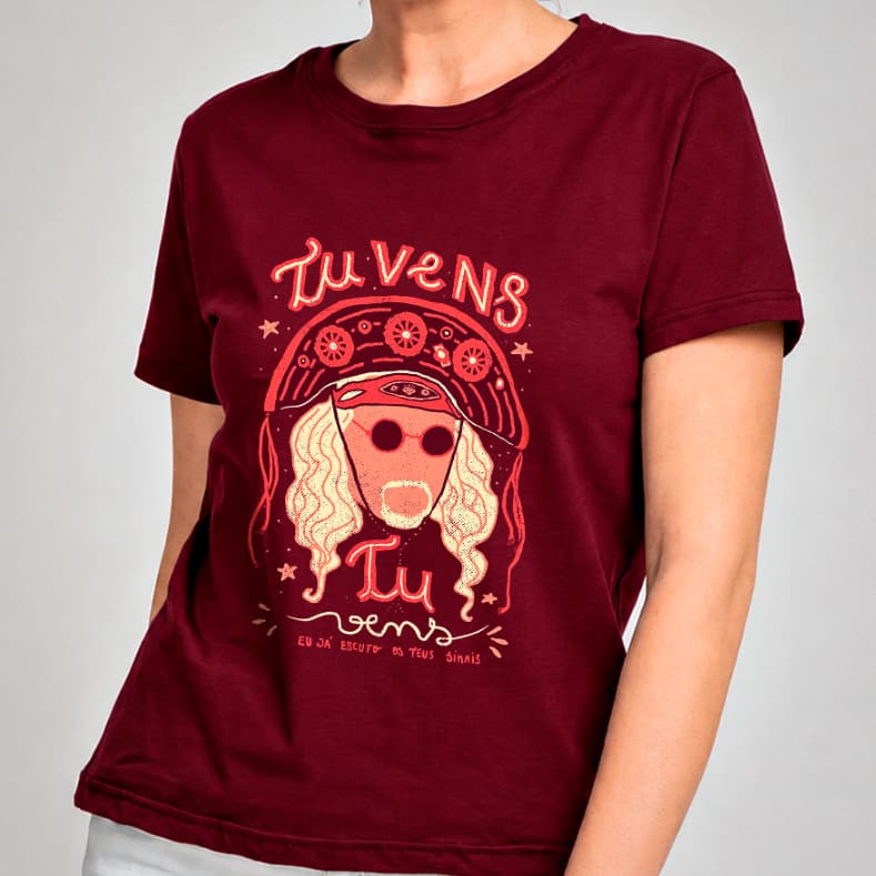Camiseta Feminina ALCEU VALENÇA TU VENS Músca Brasileira MPB 100% Algodão