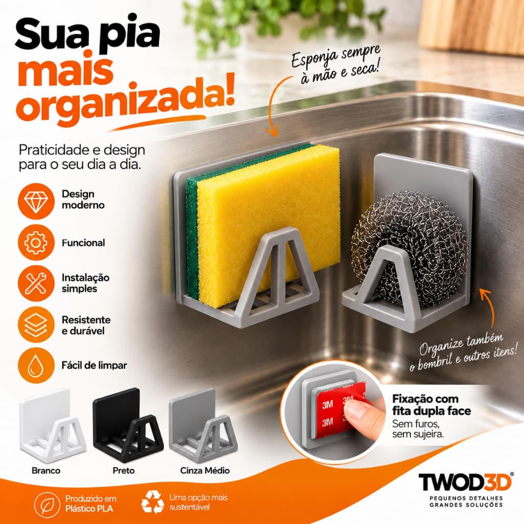 Suporte para Esponja e Bucha de Pia – Organizador de Cozinha