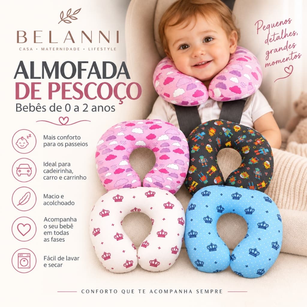 Almofada Bebê Protetora de Pescoço Crianças 0 até 2 anos de idade Pronta Entrega