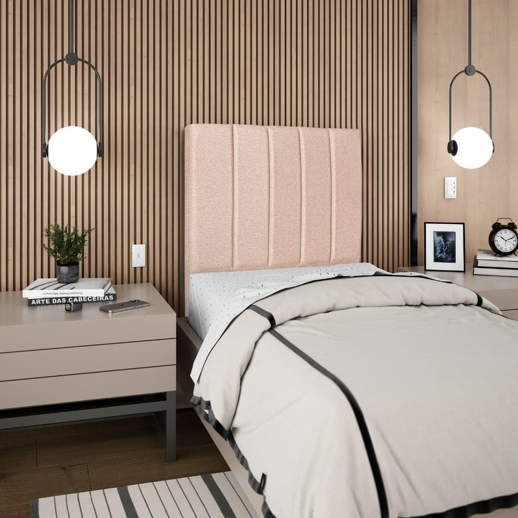 Cabeceira Carla estofada Para quarto menina Cama de Solteiro 90cm suede rosa bebe - a pronta entrega