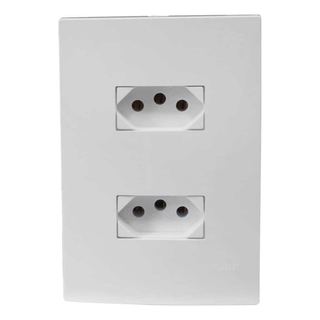 Tomada Dupla 10a 250v Monobloco C/ Espelho Linha Slim Ilumi