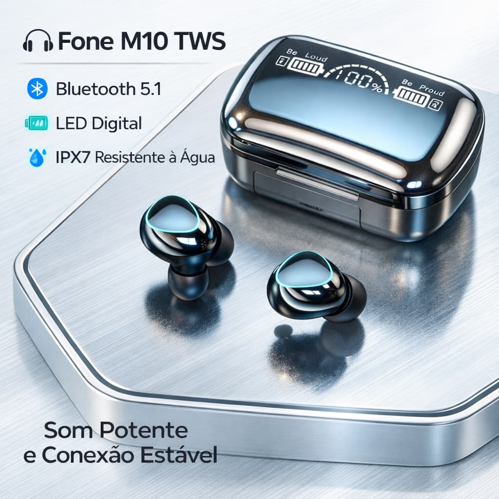 Fone M10 Fone De Ouvido Bluetooth Sem Fio Sem Fio Tws Estéreo Power Bank 5.1 Som Esportes Gamer