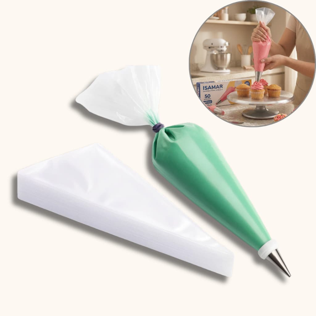 Saco De Confeitar Manga Descartavel 40 cm Médio 50 Un Reforçado Profissional Pacote