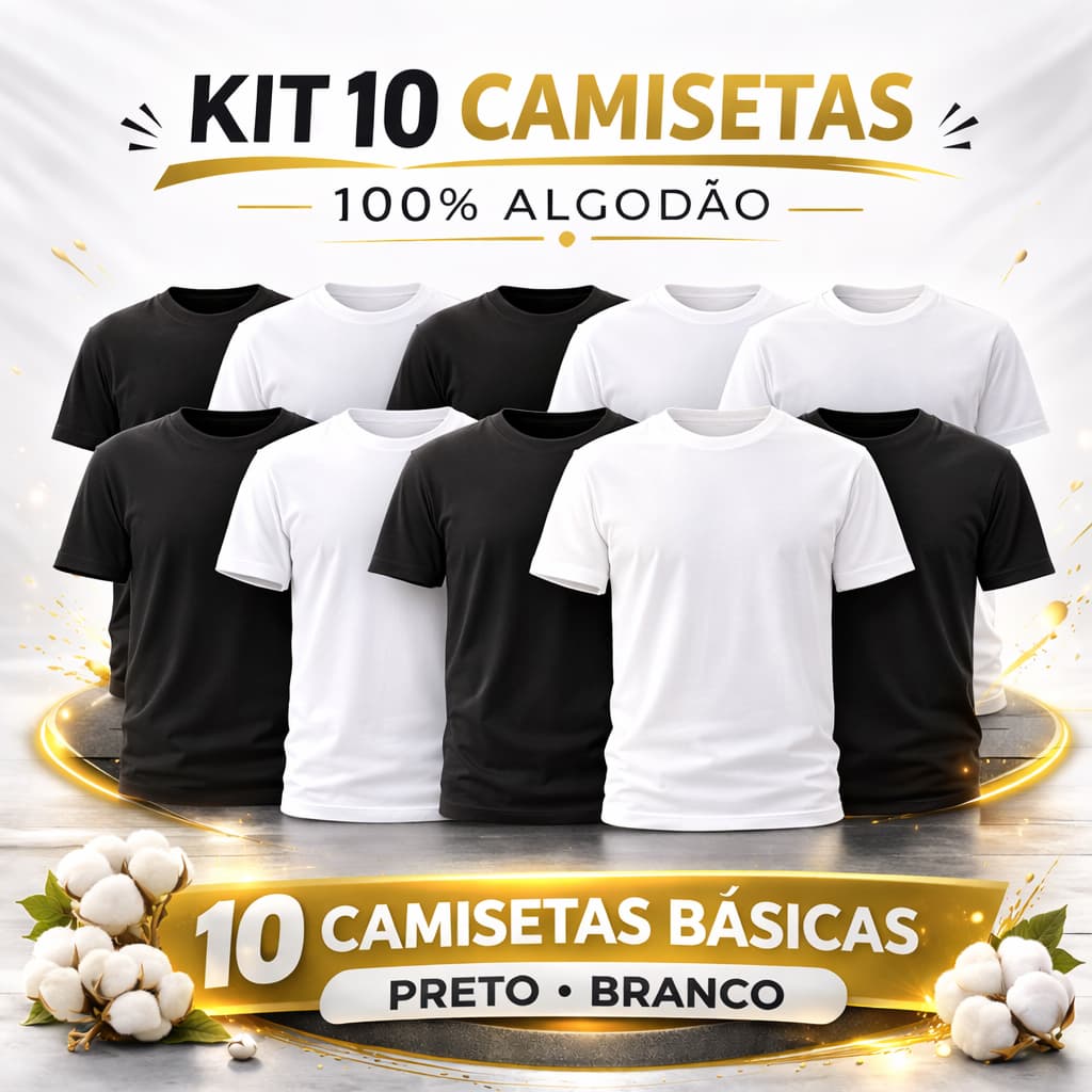 Kit 10 Camisetas Masculina Algodão 100% Básicas Lisa para Dia a Dia customização Academia