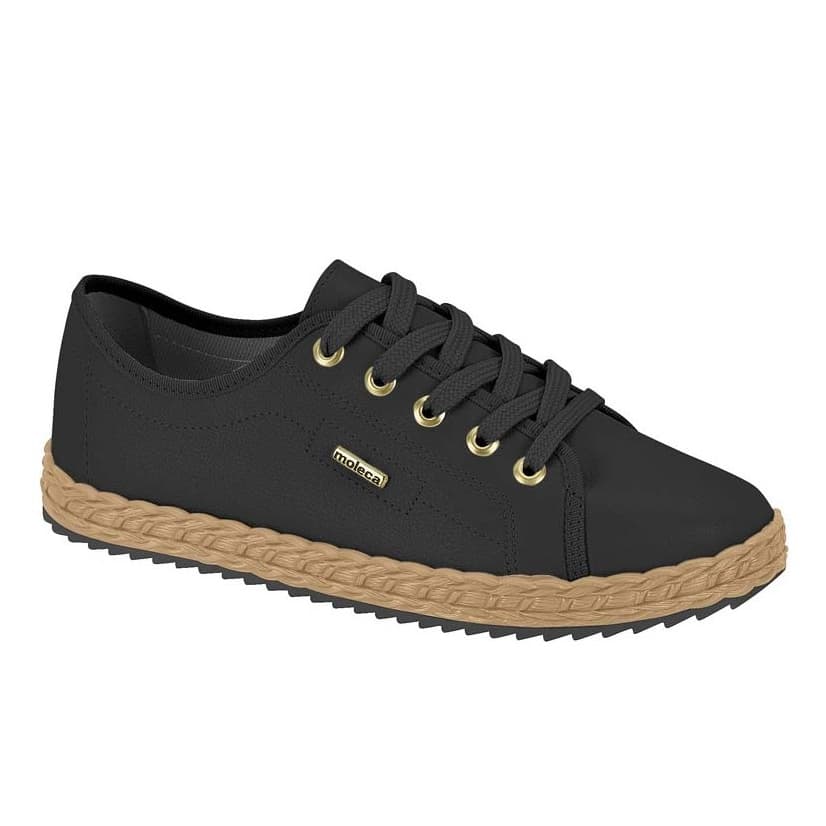 Tênis Feminino Básico Casual Trabalho Dia a Dia Confortável Cadarço Sola Trançada Moleca Original