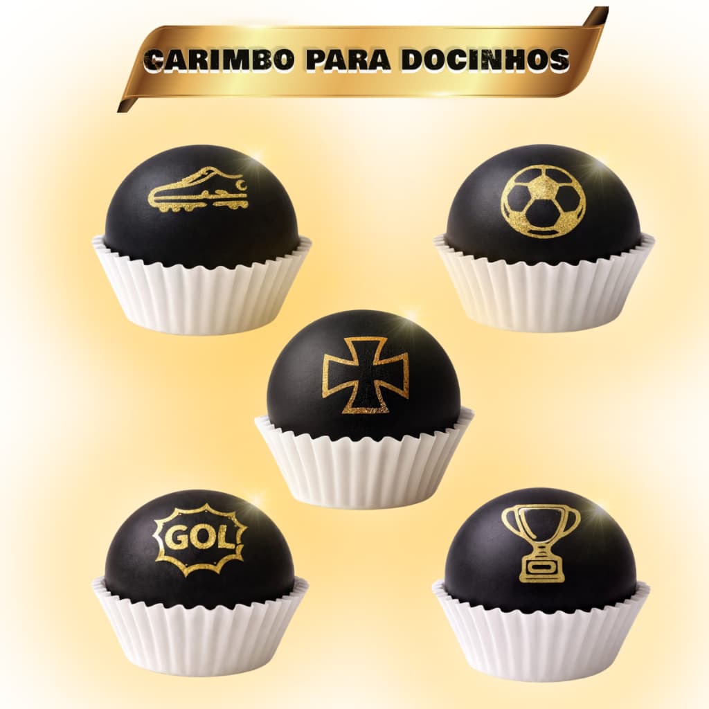 Carimbo para Brigadeiro Tema Futebol 5 Peças Personalize Seus Docinhos Infantil Festa