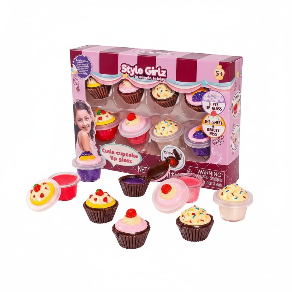 Kit Brilho Labial de Cupcake Lip Gloss Feminino Make linda Maquiagem
