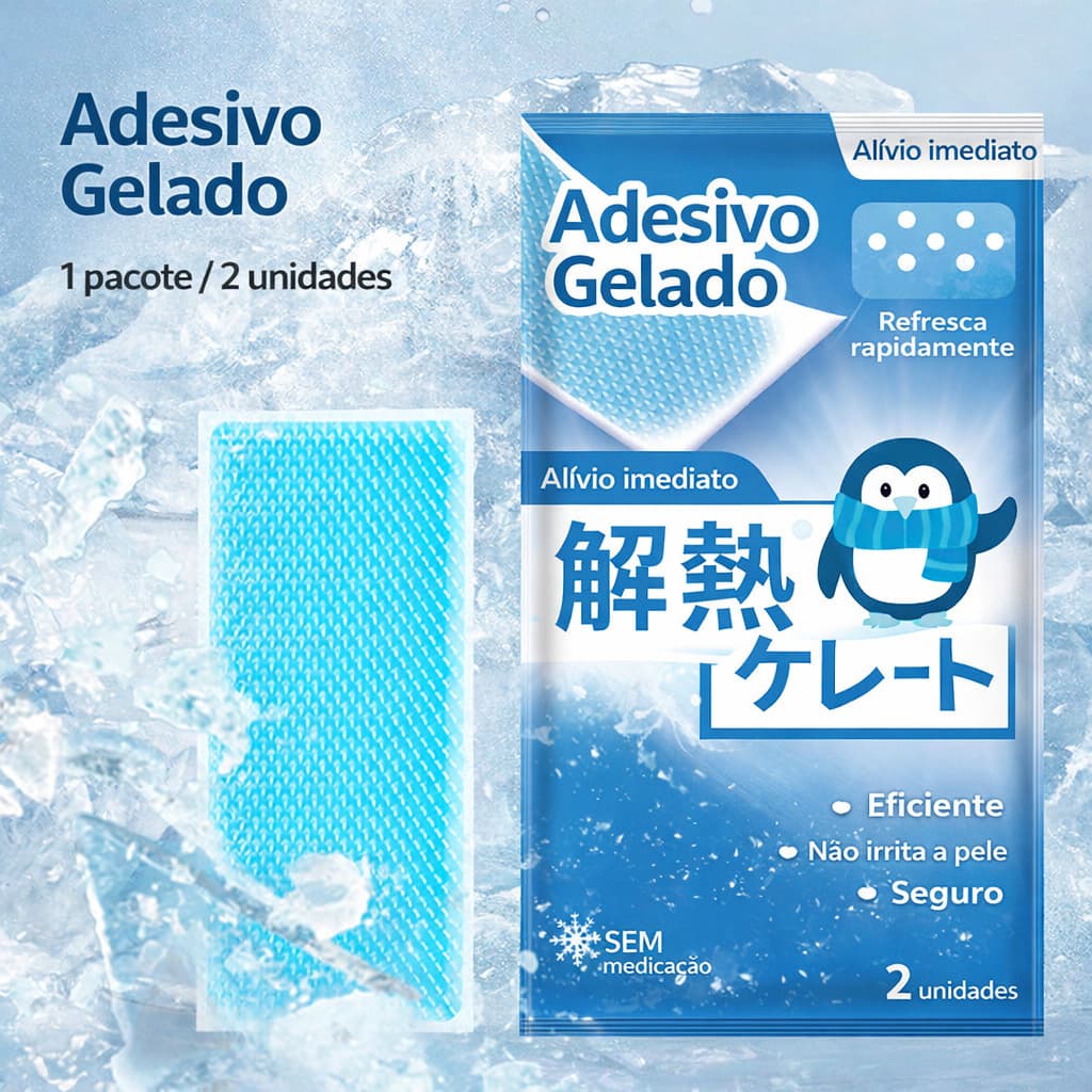 10 pares de Adesivo Gelado Refrescante com Hortelã Patch Redutor de Febre e Alívio do Calor