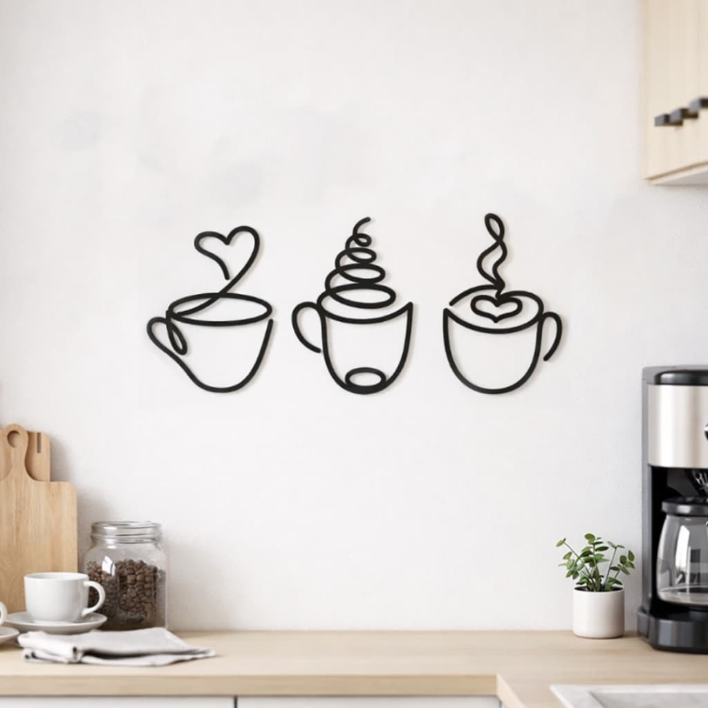 Kit 3 Quadros Decorativos Xícaras De Café