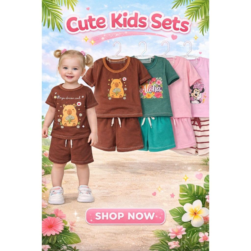 Conjunto Infantil Feminino Short Moletinho + Blusa Estampada Algodão Confortável Verão Menina