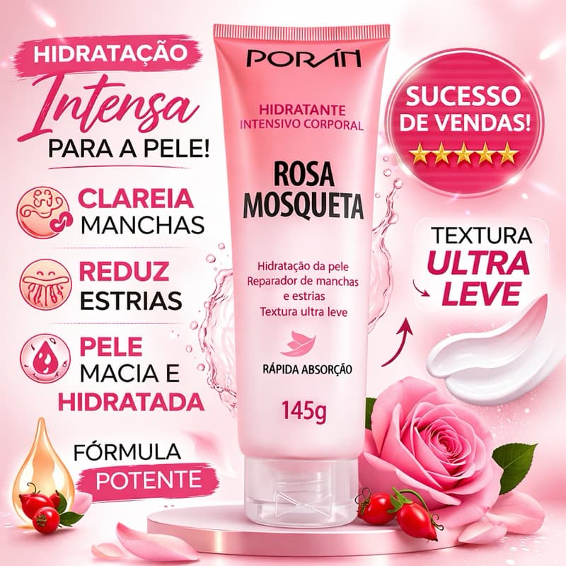 Hidratante Rosa Mosqueta 145g – Clareia Manchas, Estrias e Hidrata Intensamente