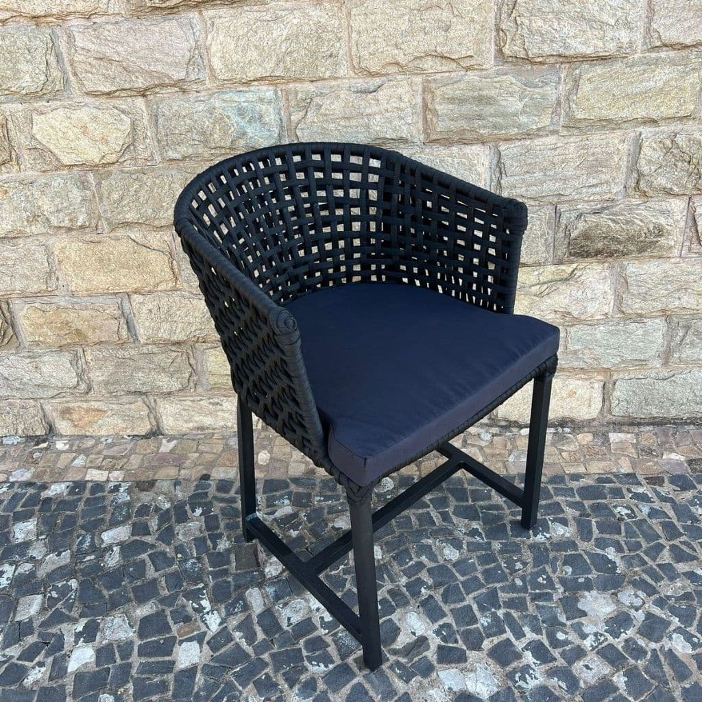 Uma Poltrona Paris Avulsa Corda Náutica Alumínio Estofado Removível Varanda Piscina Cozinha Gourmet
