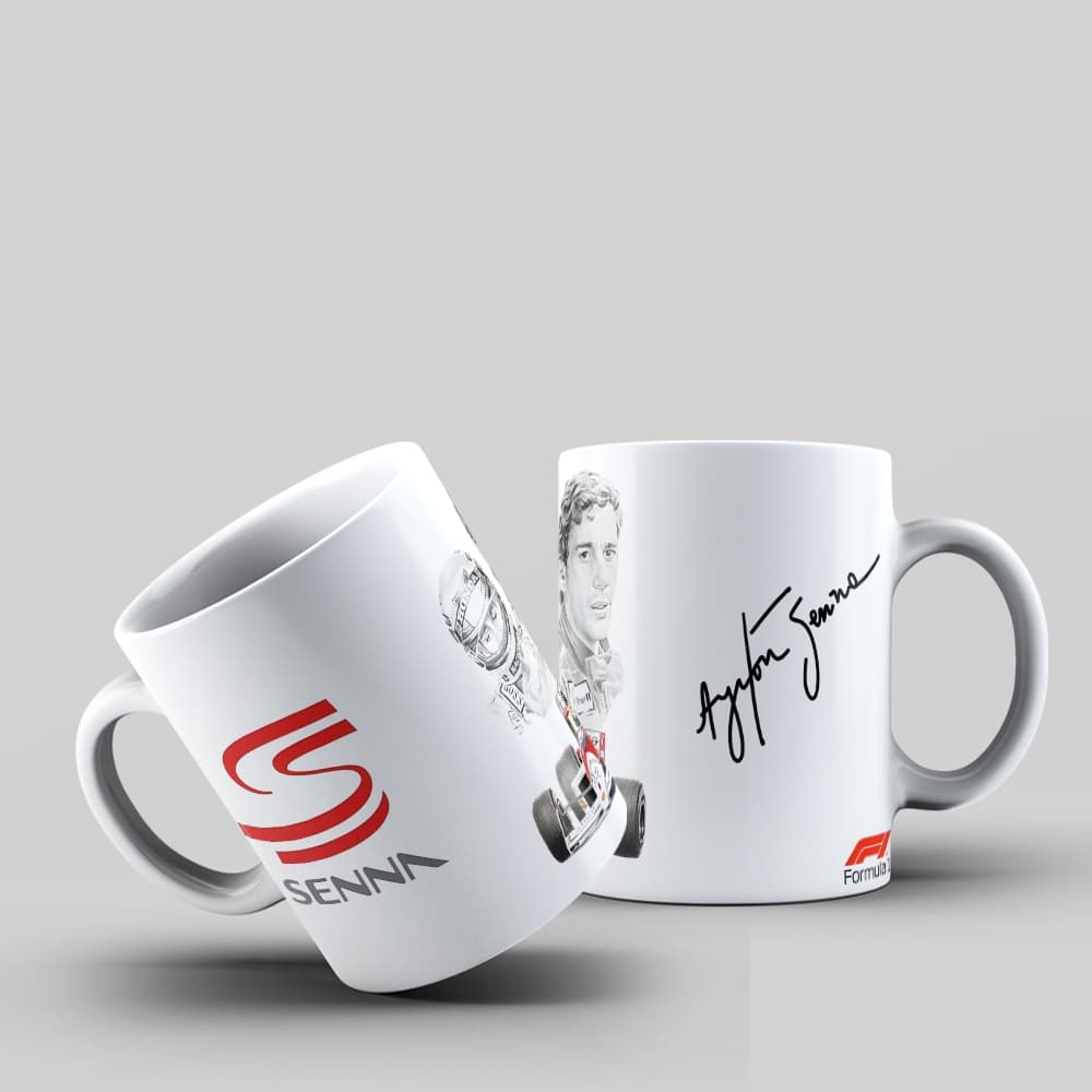 Caneca Ayrton Senna Retrato Sketch – F1 Classic – McLarem MP44 – Presente Colecionador Vintage 🏁🏎️