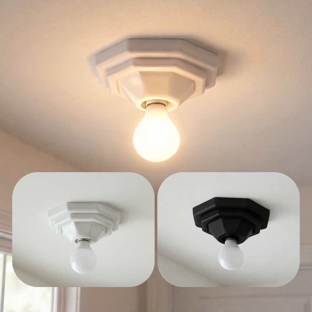 Plafon de Teto 100W Bivolt Para Lâmpada Led Bulbo Filamento Soquete E27 Bocal Porcelana Preto Branco