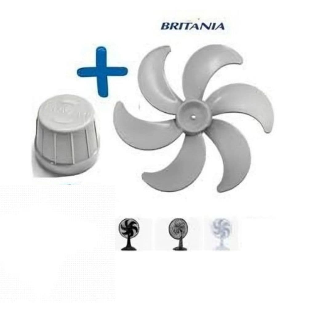 ✅KIT HÉLICE + PORCA (CALOTA) PARA VENTILADOR 40CM CINZA – COMPATÍVEL COM PHILCO E BRITÂNIA.