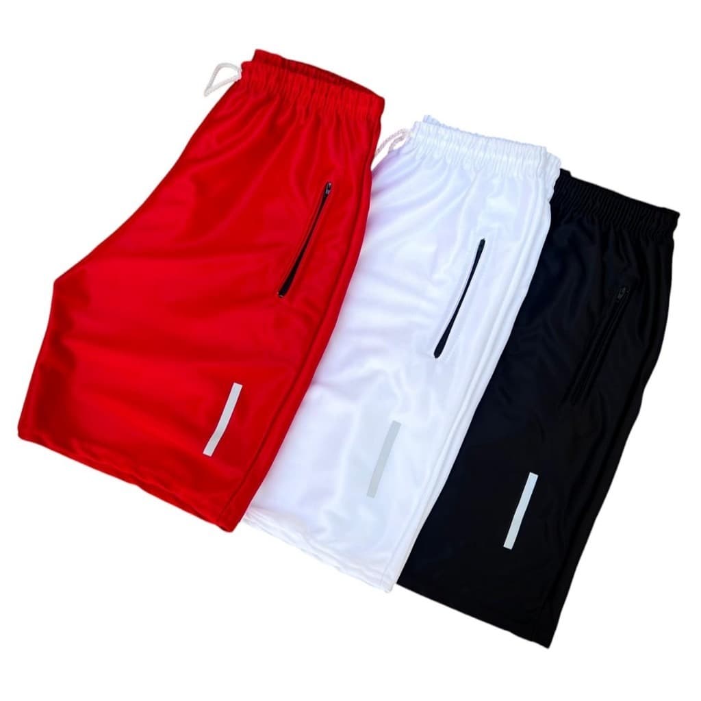 Kit 2 Shorts Bermuda Dry Fit Esportiva Treino Com Ziper no Bolso - Simbolo Refletivo em Alta 2025