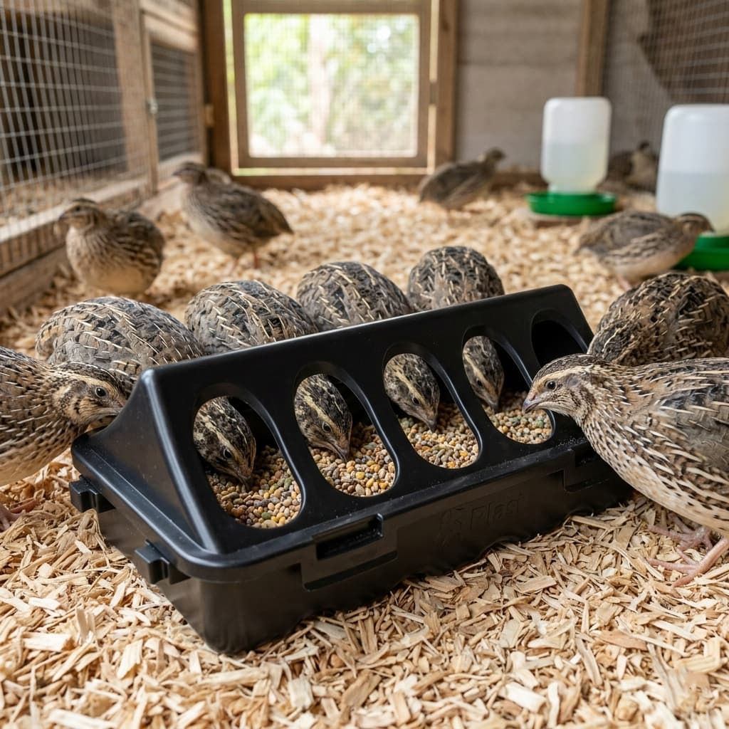 COMEDOURO ECONAVES – 12 Bocas com Encaixe em Série – Plástico Durável para Codornas e Pintos