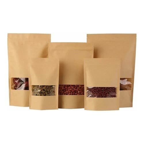 Saco Stand Up Pouch Kraft Fosco C/ Visor Escolha O Tamanho kit 10 OU 50 unidades