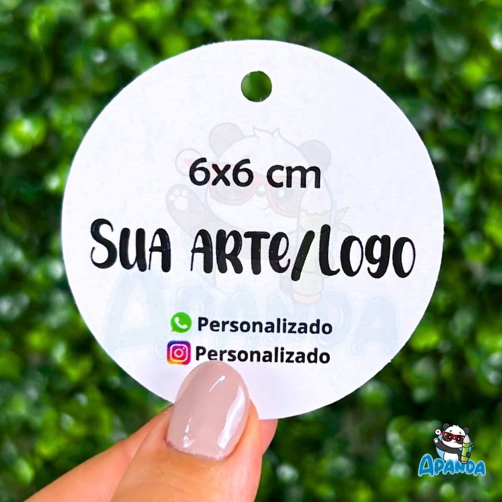 Tag Personalizada 6x6 cm Redonda - Com Sua Arte ou Logo