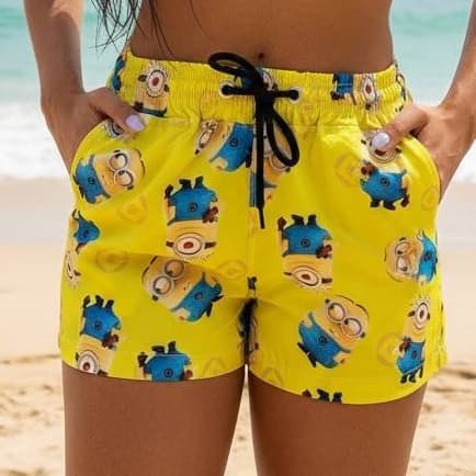 Short Tactel C/Elastano, Feminino, C/Varias Estampas DISPONIVEL, Moda Verão Praia shortinho Academia Piscina confortavel