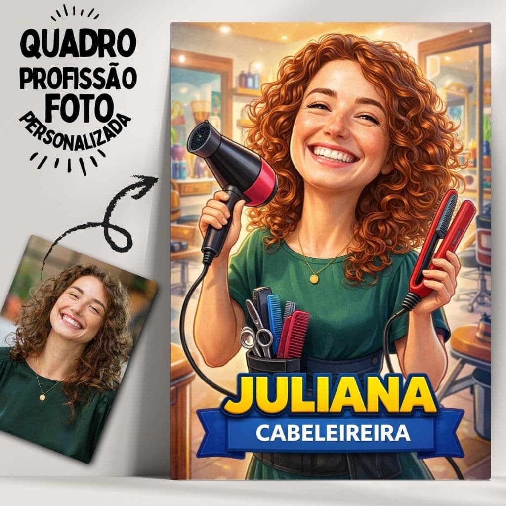 Quadro Profissão Personalizado Caricatura - Feito em Madeira com Fita Adesiva - Envio Imediato