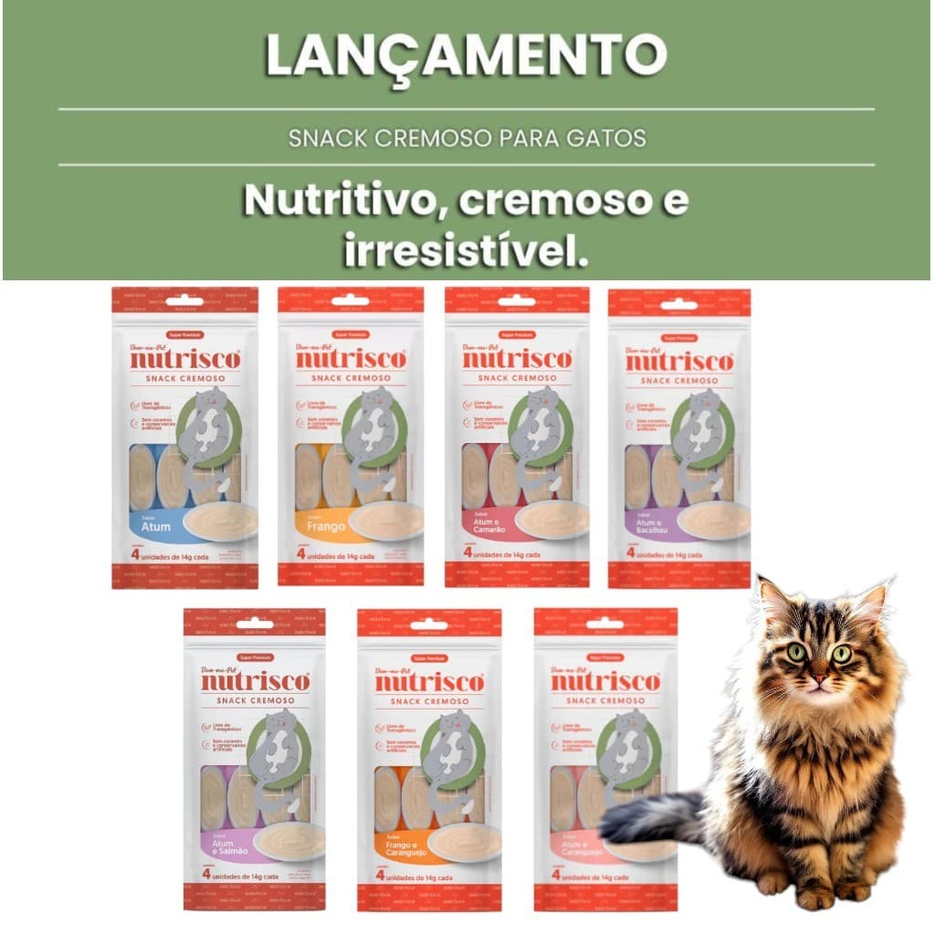 Snack Cremoso Nutrisco Para Gatos Todos os sabores! escolha o seu!! 12 Pacotes Com 4 Tubetes cada ( 48 Tubetes no Total!