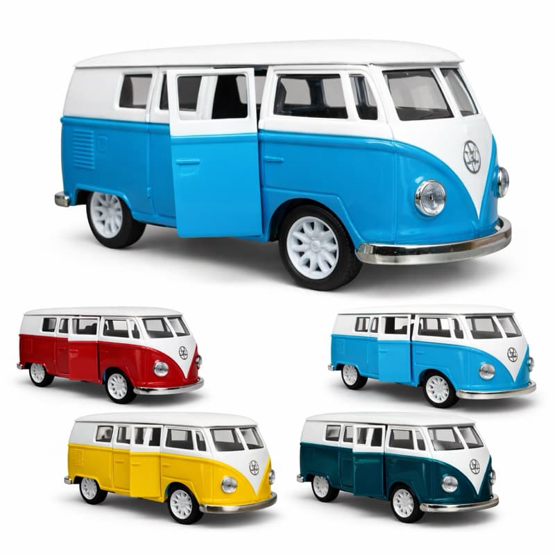 Kombi Miniatura Carrinho de Colecionador Abre e fecha Porta, Fricção de Ferro