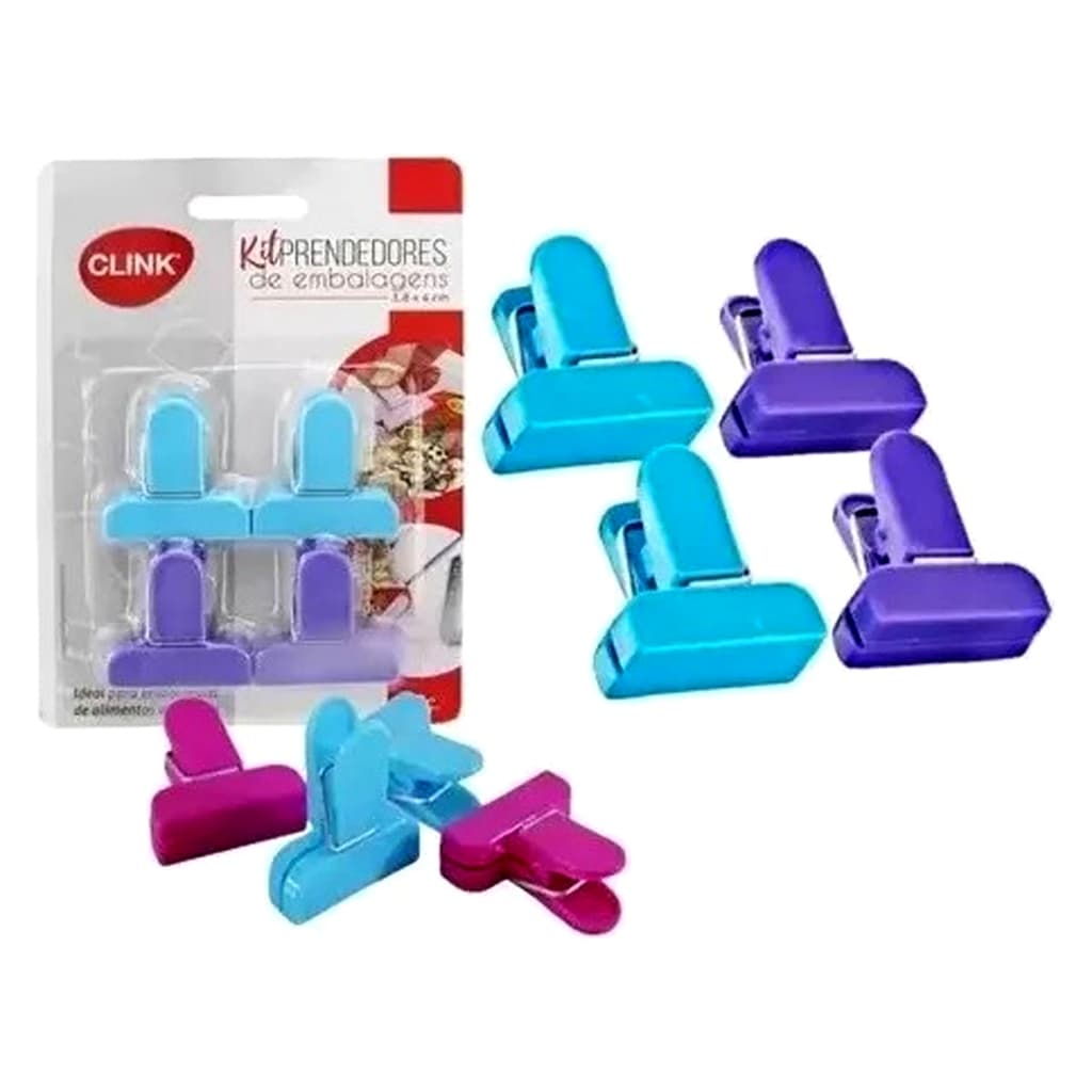 Prendedor Lacre de Embalagem Clink - Kit com 4 Prendedores