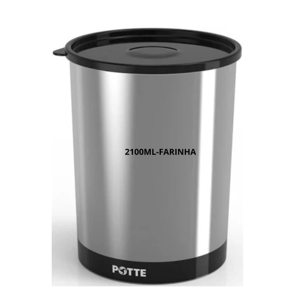 Pote Redondo Alto Metallic Farinha ,Açucar ,Cafe ,Sal e Feijao para Alimentos