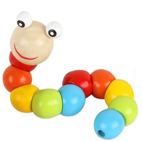 Brinquedo Minhoca Colorida Centopeia Montessori Madeira