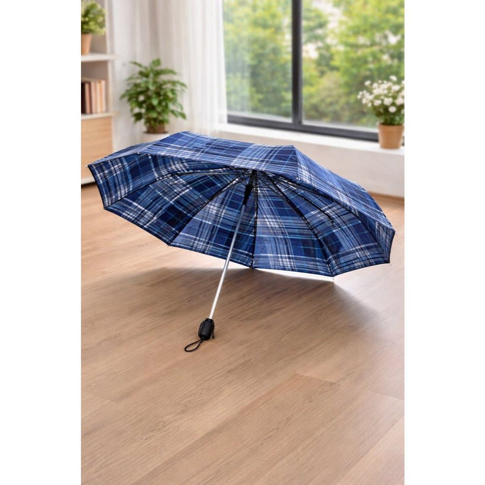 Guarda‑Chuva Preto Estampado Dobrável Compacto para Bolsa