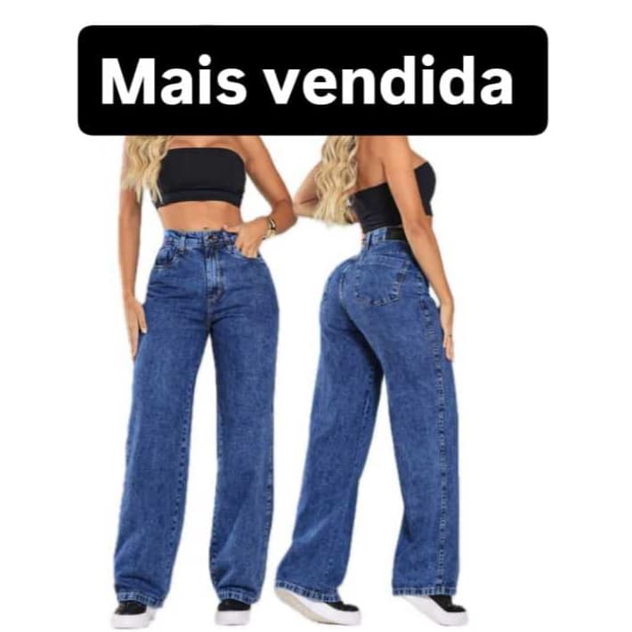 Calça Wide Leg Jeans Feminina Sem Lycra Premiun