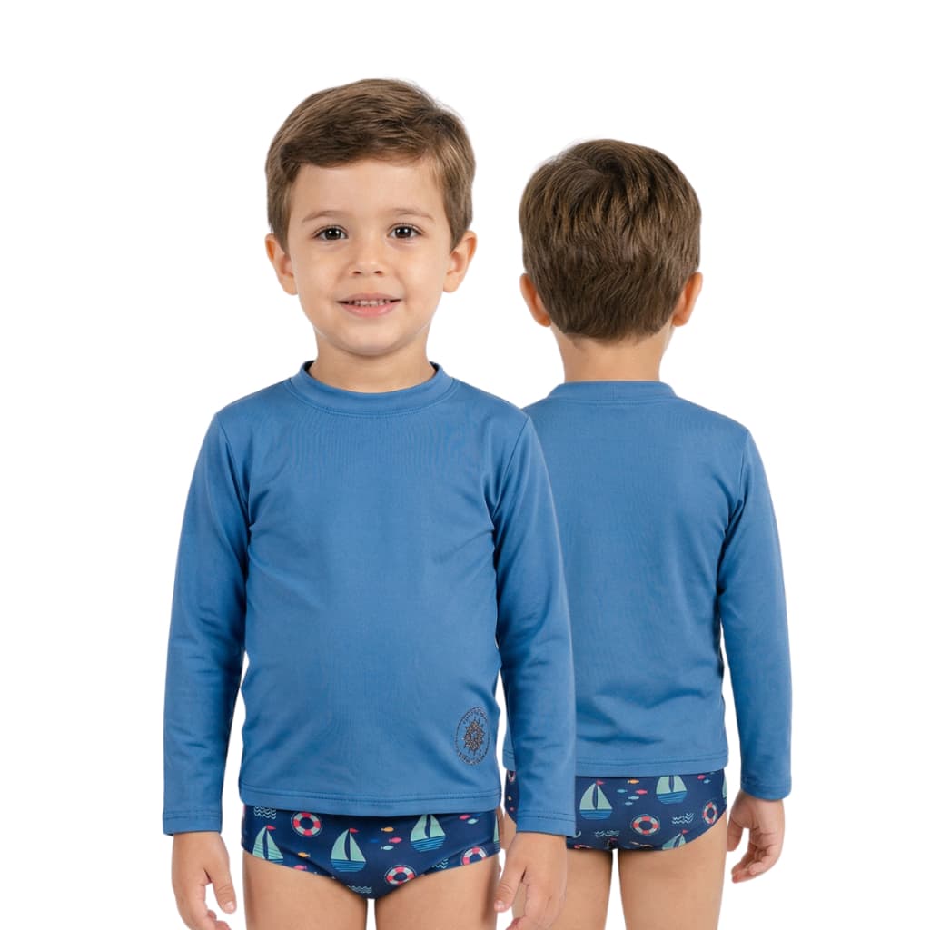 Camisa de proteção  50 azul claro + sunga  infantil/juvenil