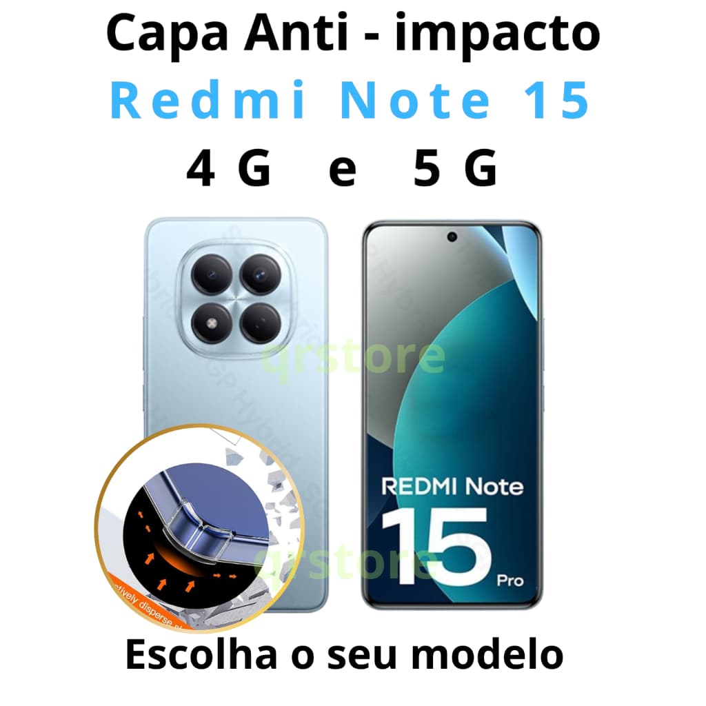 Capa para Redmi Note 15 Pro 4G ou 5G Transparente Anti - Impacto