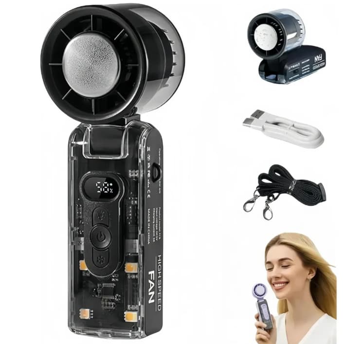 Mini Ventilador De Mão Portátil Com Lanterna Recarregável 5v