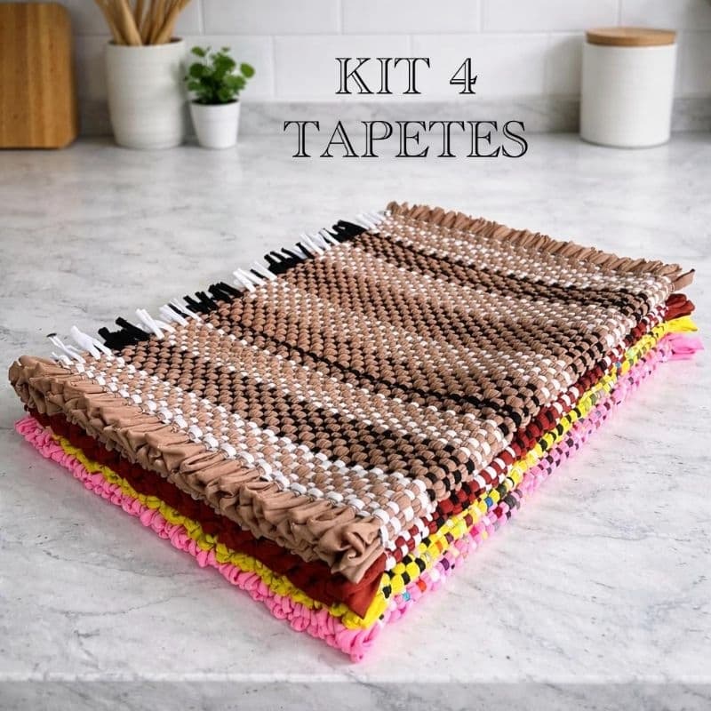 Kit Tapetes Malha Tear Artesanal 4 Peças Barato