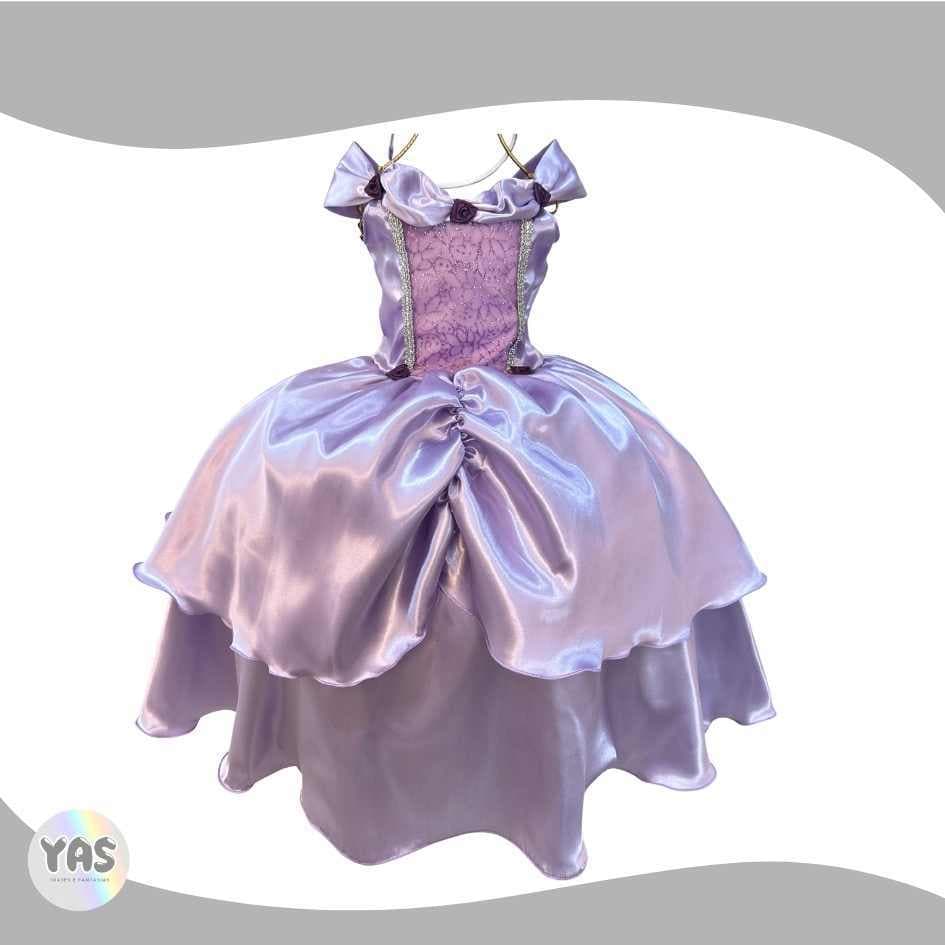 vestido fantasia cosplay princesinha sofia rapunzel