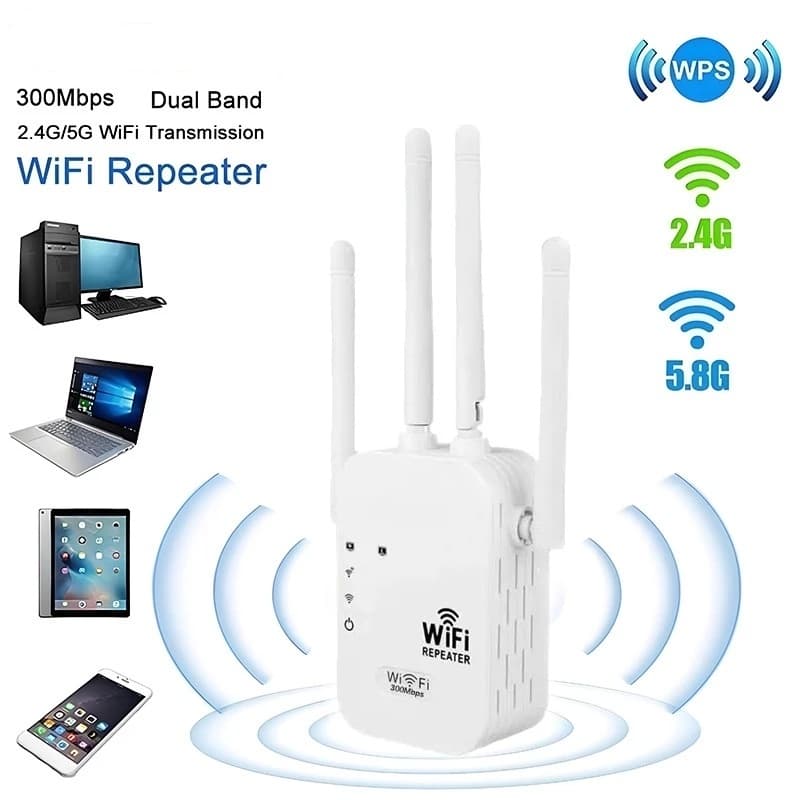 Repetidor Wi-Fi 4 Antenas 300Mbps Amplificador de Sinal Cor Branco Ideal para Casa e Escritório G8