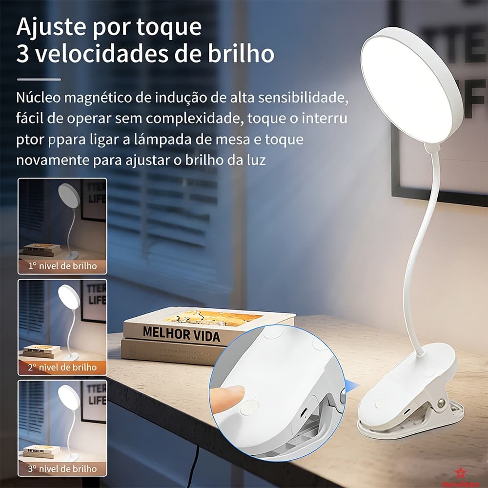 Luminária De Mesa Led 360 ​​Graus Com Iluminação Usb De 3 Vias E Ajuste De Intensidade