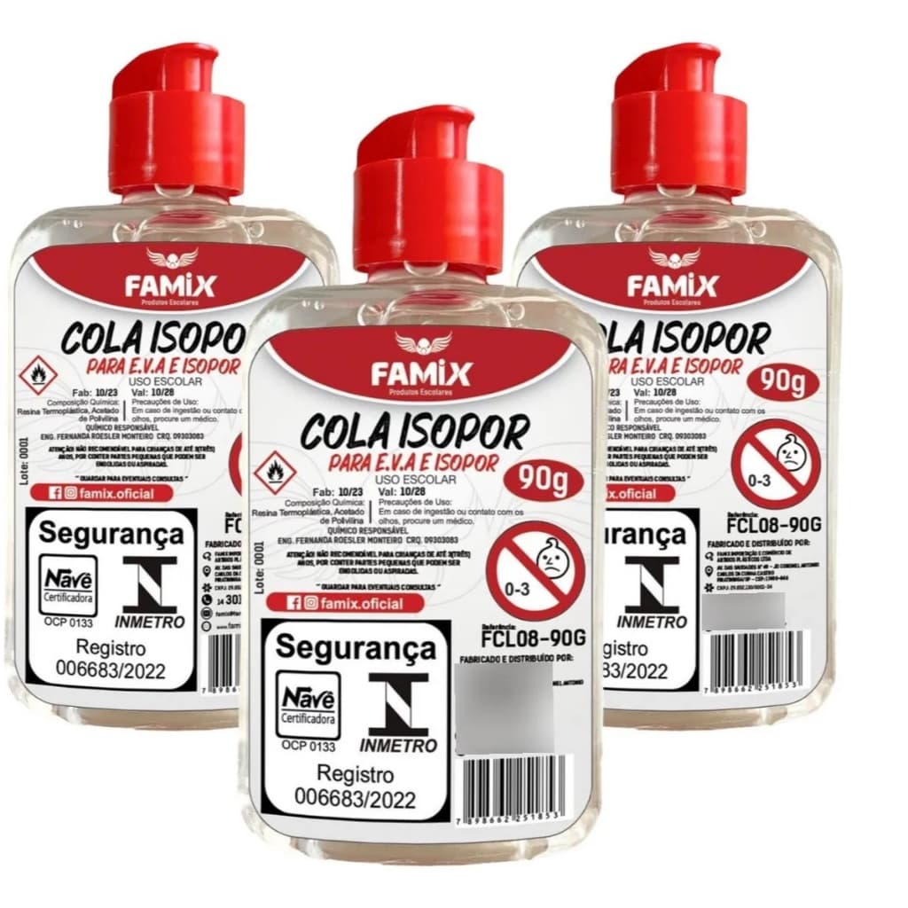 Kit C/3 Colas Para Eva E Isopor 90g Artesanato - Famix