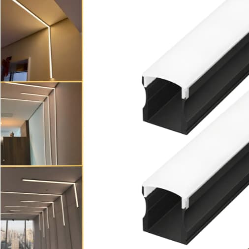 2 Barras Perfil De Led Sobrepor 17x14mm 1m + Difusor 2m Linear Iluminação