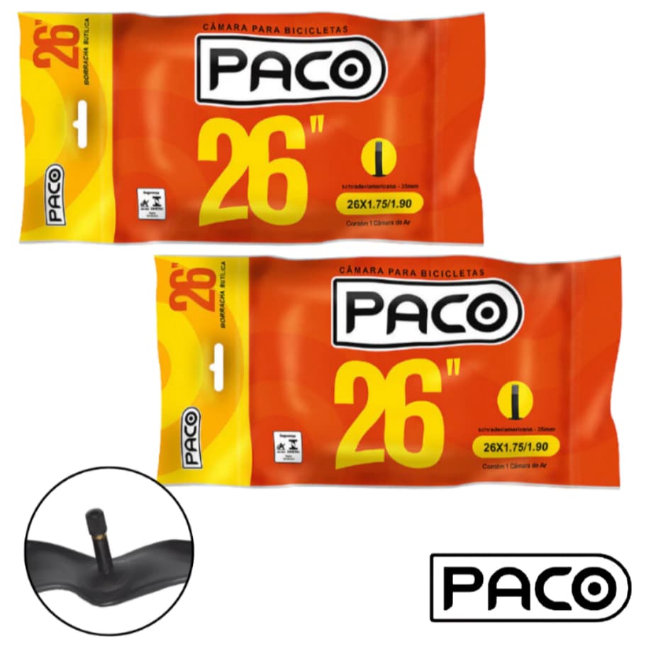 Câmara de Ar Aro 26 Paco 2 UNIDADES aro 26x1.75-1.90 Camara de Ar Camera de Bicicleta Bike Borracha