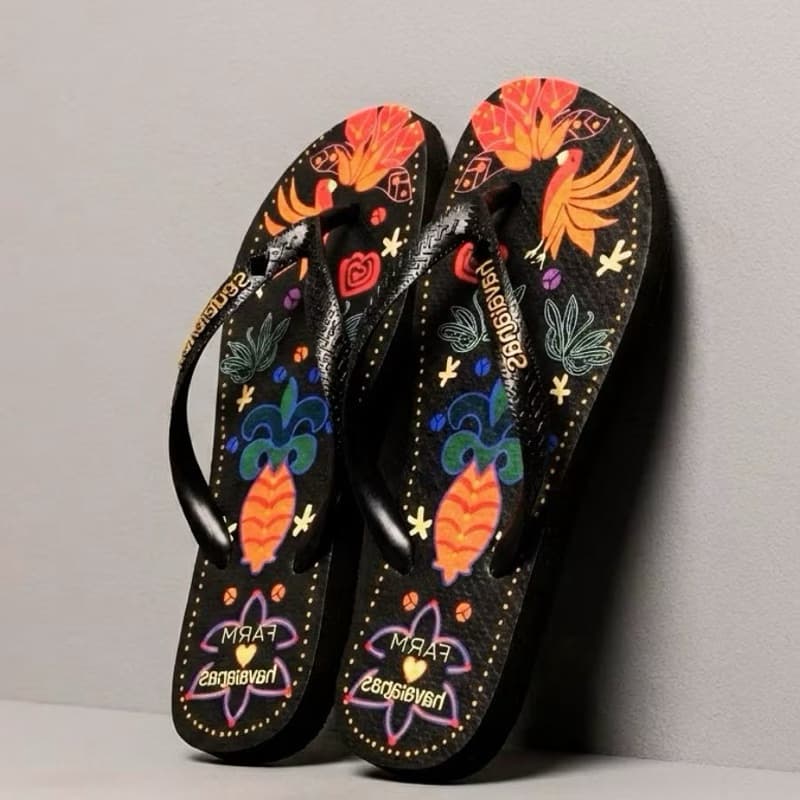 Chinelo Feminino Estampa Tropical Confortável Antiderrapante Moda Verão Praia Casual