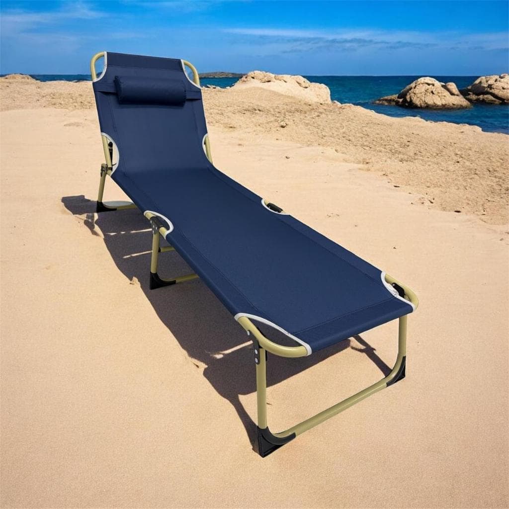 Espreguiçadeira Reclinável Com Almofada Encosto Cadeira de Praia Piscina