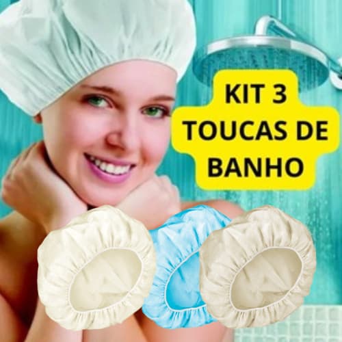 Kit Touca de Banho Impermeável com Elástico 3 6 9 ou 12 Unidades Protege Cabelo