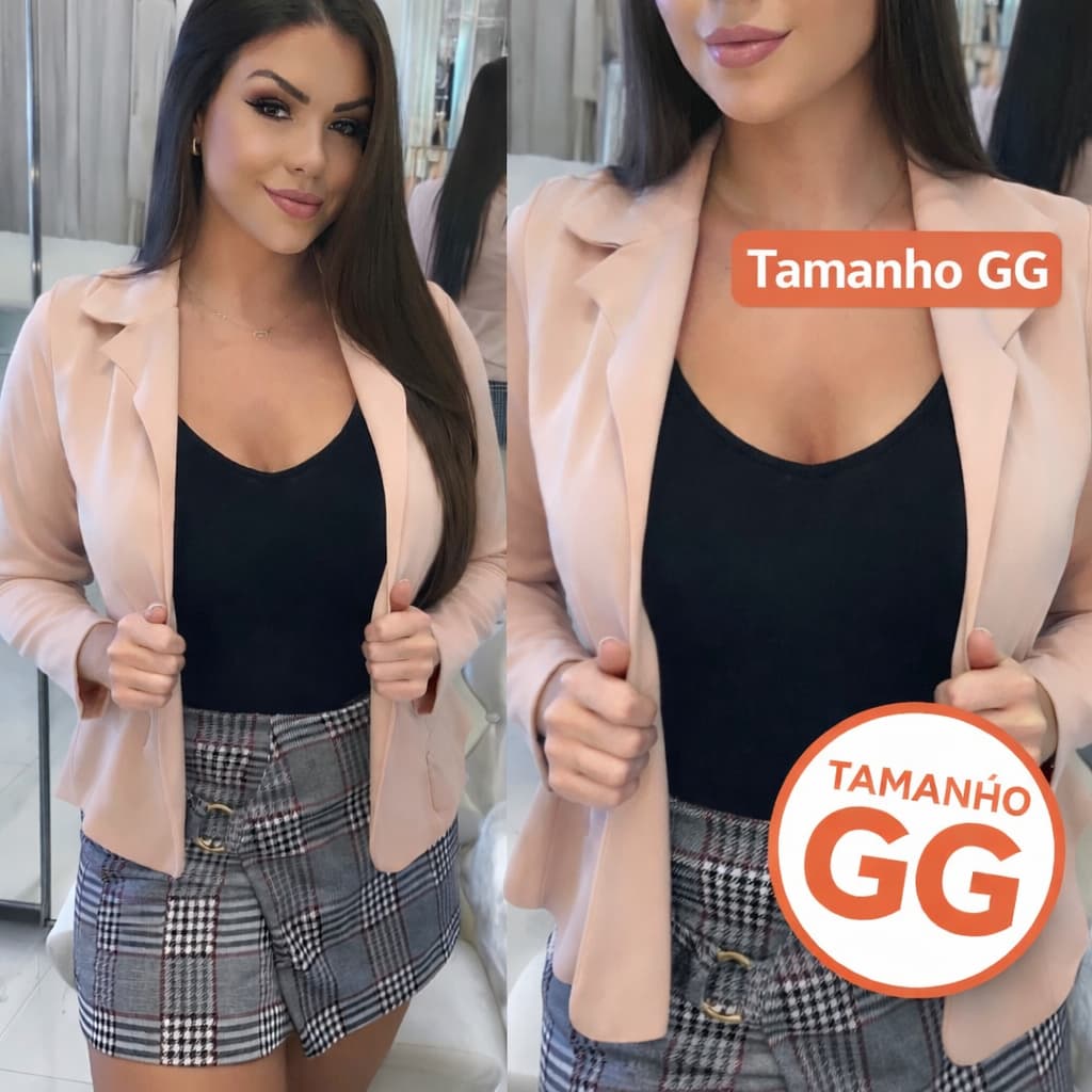 Blazer Feminino em Neoprene Acinturado Elegante - Tamanho GG