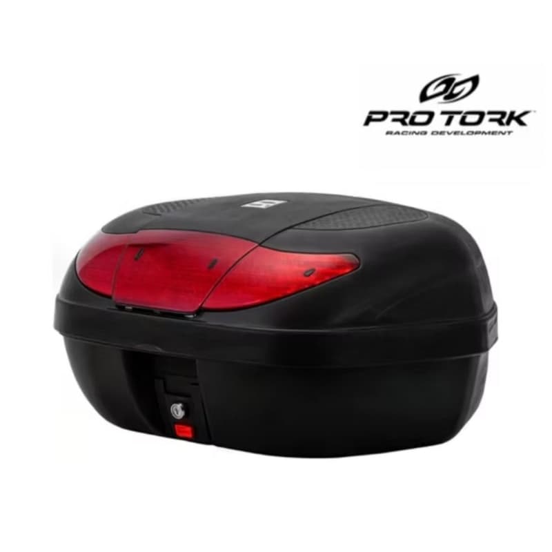 Baú Moto 45 Litros Pro Tork Smart Box 2 C/base Universal Kit Fixação 2 Capacetes Motoboy Motociclista Qualidade Premium