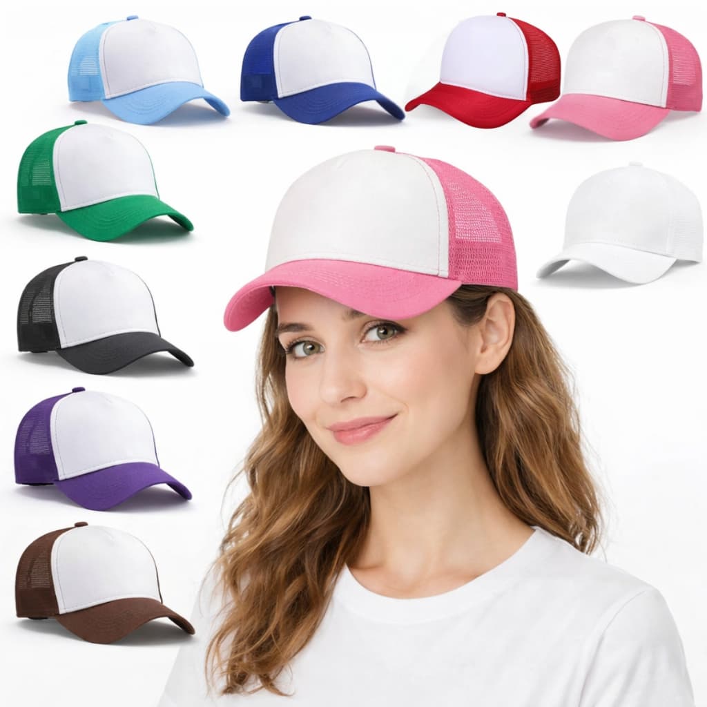 Kit 2 Bonés Trucker Aba Curva Ajustável Tela Respirável Snapback Unissex Masculino Feminino Casual Dia a Dia Boné