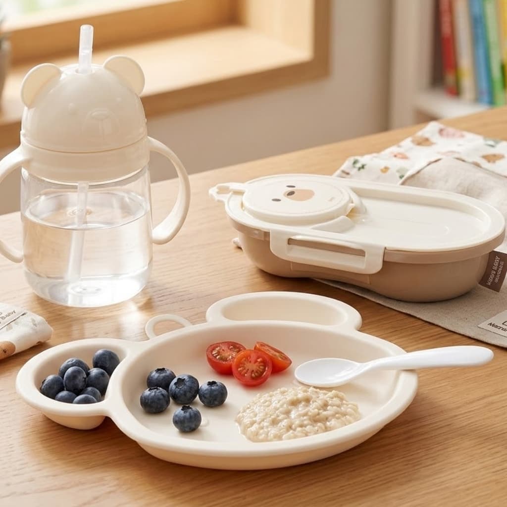 Kit Pratinho Infantil Papinha Caneca Copo Com Alça Para Criança Pote Hermetico