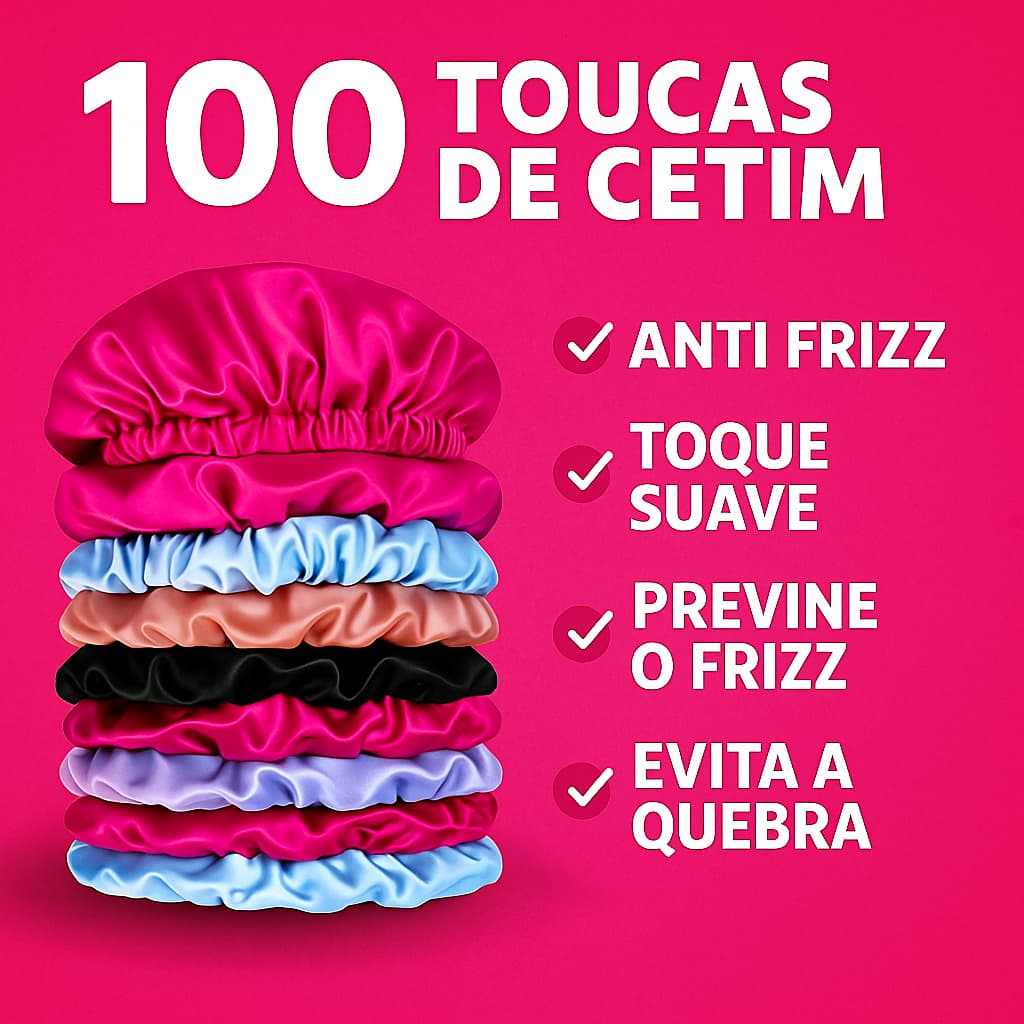 Kit 100 Toucas de Cetim,touca de cabelo,touca para cabelo,touca,touca de banho,touca pra hidratação,touca,hidratação.